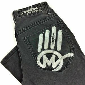 Miskeen Jeans Straight Relaxed Black Denim Vintage